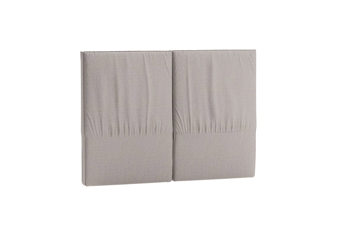 ASTRID_HB_VERITA 3 Sänggavel i ljusgrått tyg för modern sovrumsinredning.