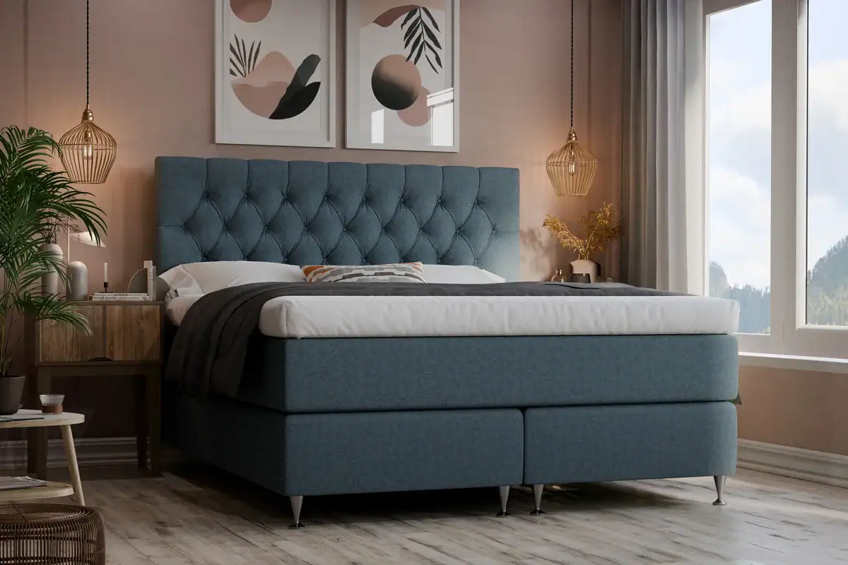 Royal Lyx Kontinentalsäng med Gavel - Blå 73 - Möbeltyg - 120x210 cm | Sängar - Kontinentalsängar | Zova.nu